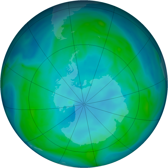 Antarctic ozone map for 18 January 2005